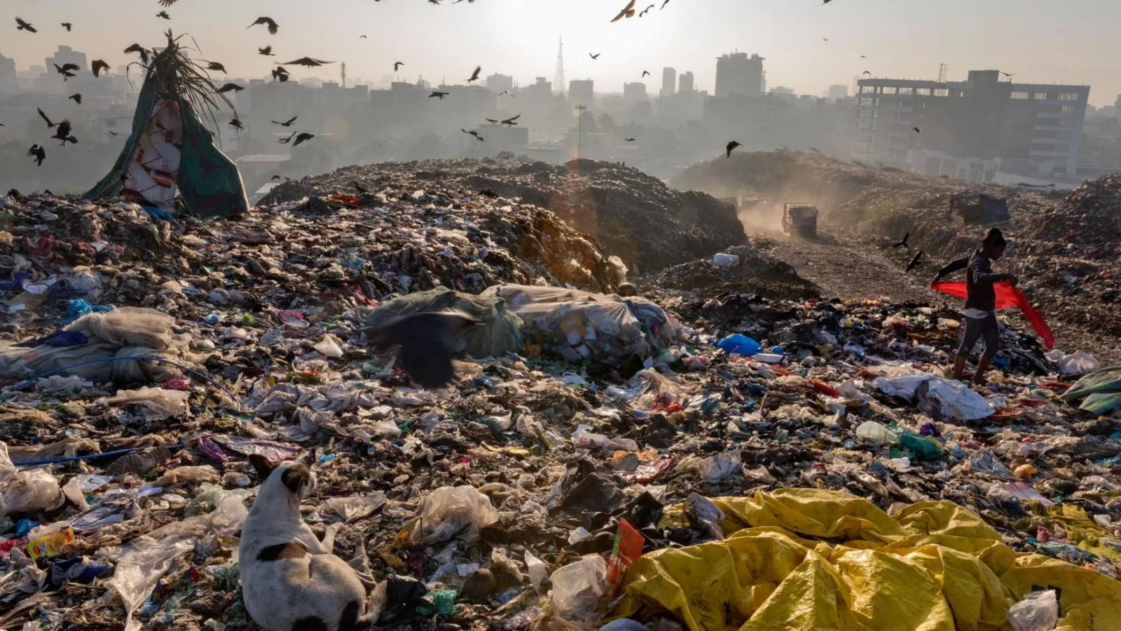 A landfill full of land pollution
